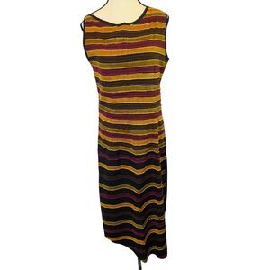 Talu Maxi Dress Women's‎ Size M/L Fringe Multicolored Stripes 100% Cotton